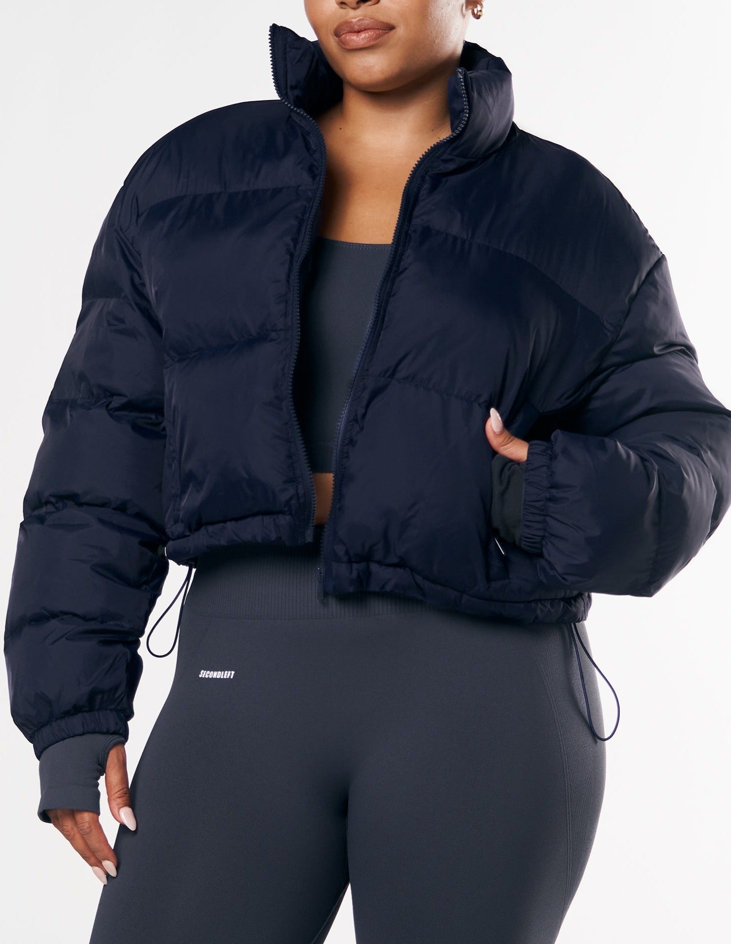 Cropped Puffer Navy