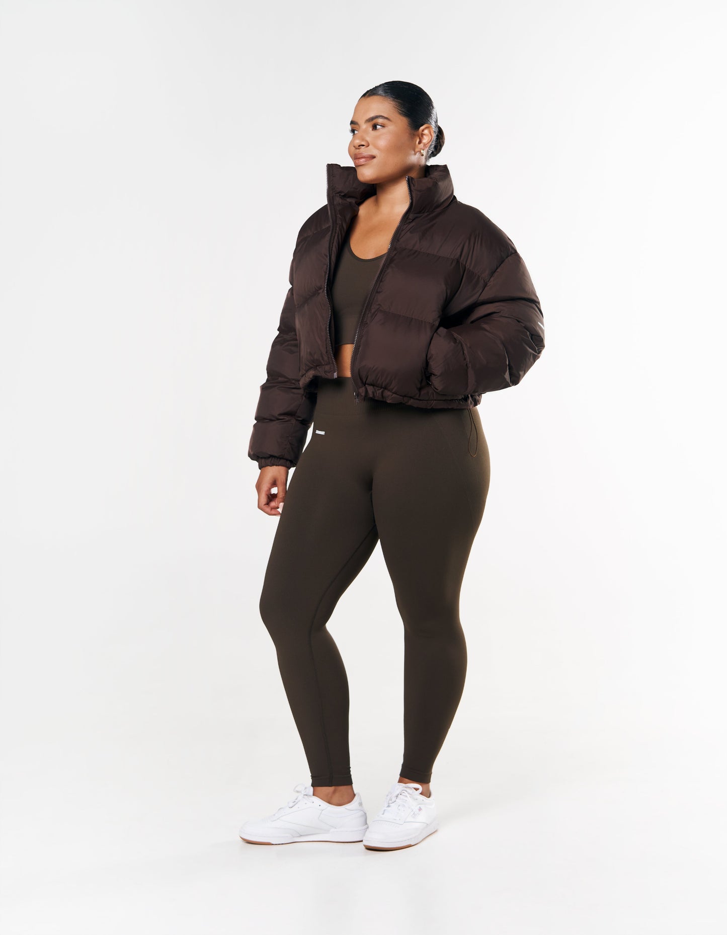 Cropped Puffer - Brown