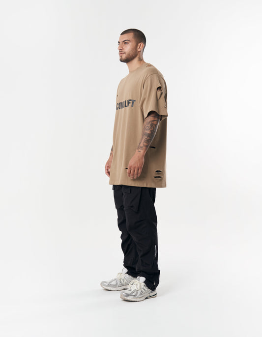 S1 Distressed Tee - Beige