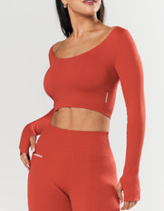 Seamless Scoop Long Sleeve - Red