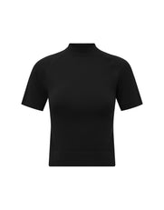 Seamless High Neck Tee - Black