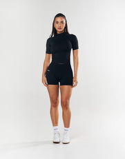 Seamless High Neck Tee - Black