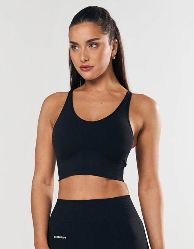 Seamless Strappy Crop - Blue – SECONDLEFT